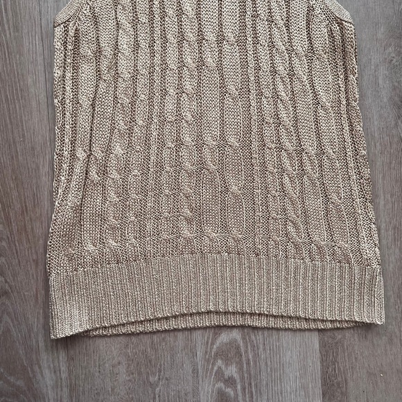 Adrienne Vittandi Medium Gold Sleeveless High Neck Sweater - Picture 4 of 8